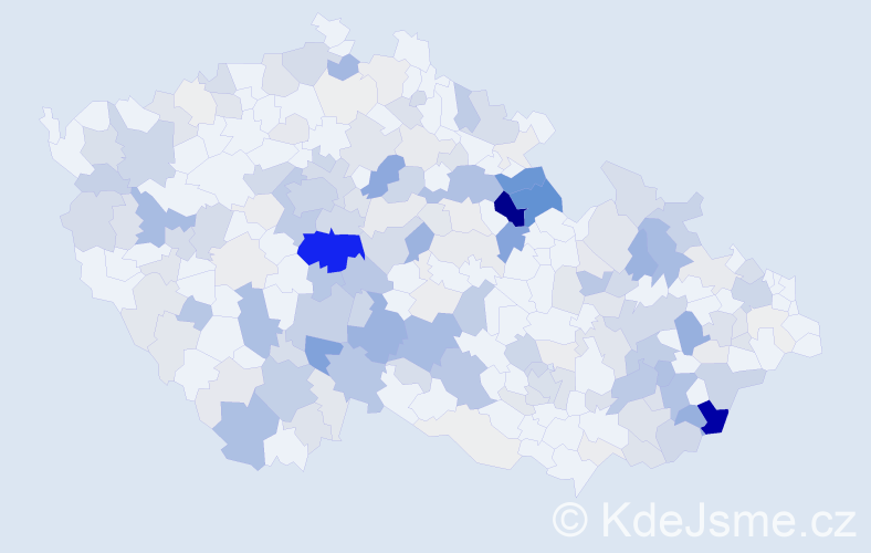 Příjmení: 'Vilímek', počet výskytů 722 v celé ČR