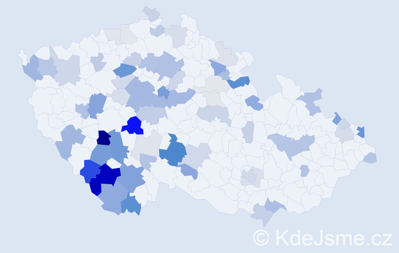 Příjmení: 'Kurz', počet výskytů 215 v celé ČR