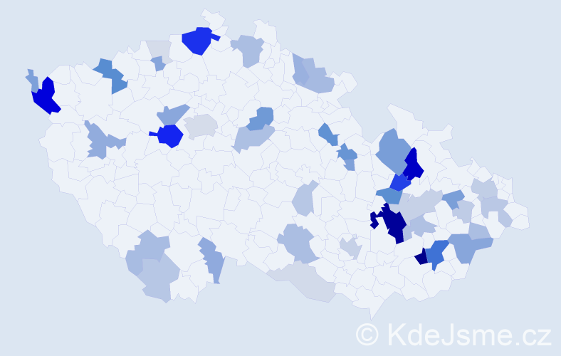 Příjmení: 'Salajová', počet výskytů 134 v celé ČR