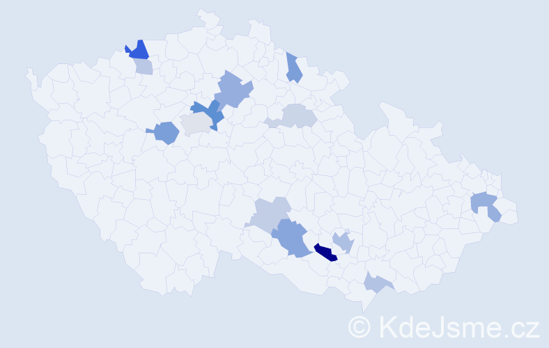 Příjmení: 'Duran', počet výskytů 30 v celé ČR