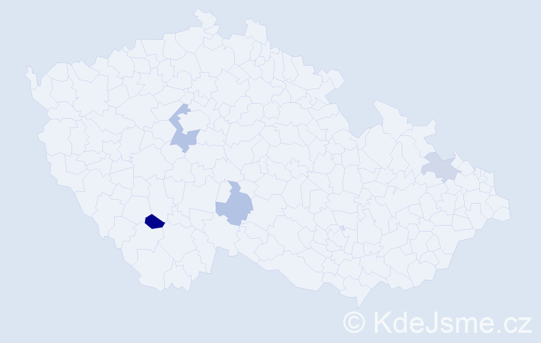 Příjmení: 'Bašárová', počet výskytů 6 v celé ČR