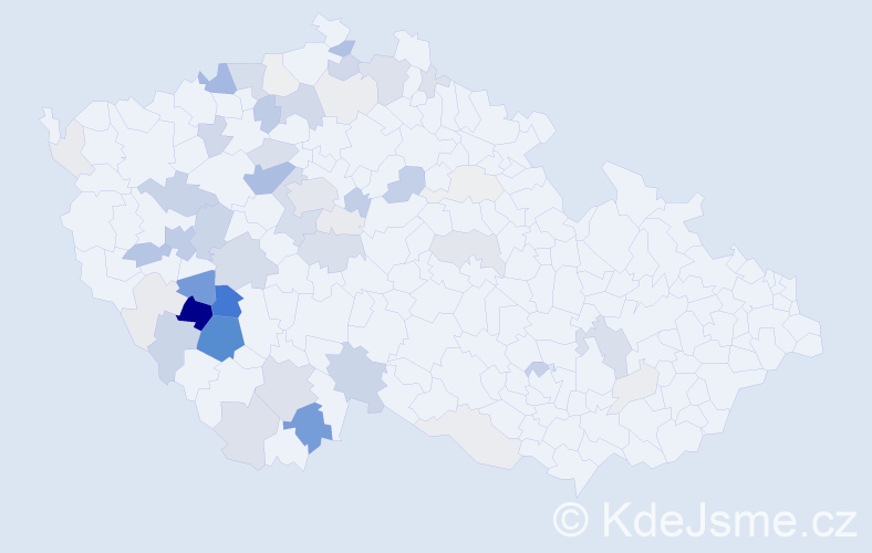 Příjmení: 'Hokr', počet výskytů 189 v celé ČR