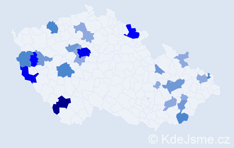 Příjmení: 'Mlynár', počet výskytů 57 v celé ČR