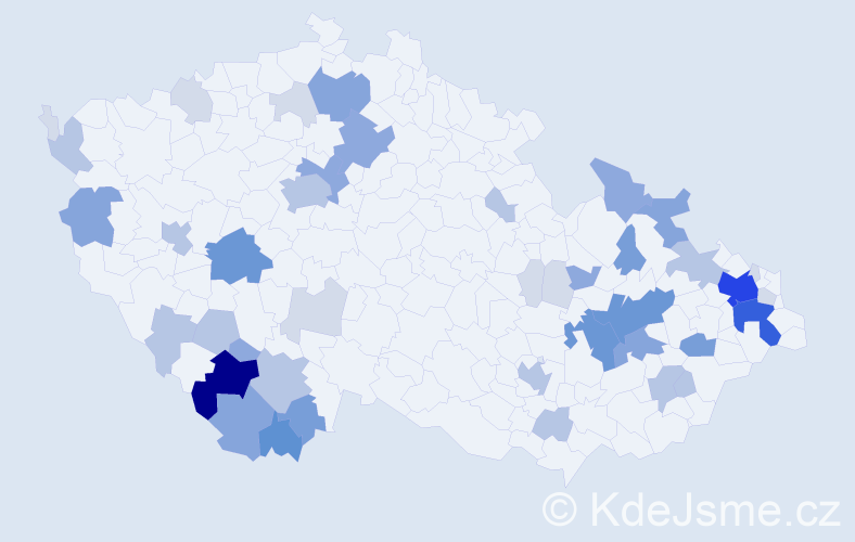 Příjmení: 'Čajanová', počet výskytů 145 v celé ČR
