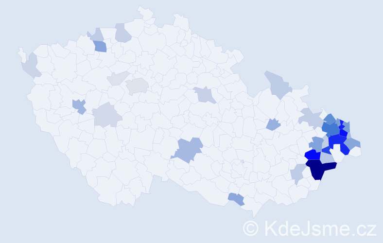 Příjmení: 'Venglář', počet výskytů 144 v celé ČR