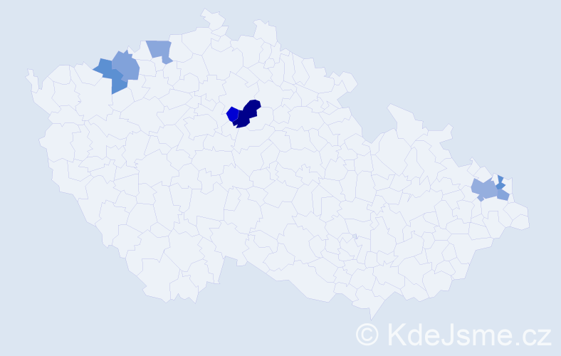 Příjmení: 'Kyrpal', počet výskytů 10 v celé ČR