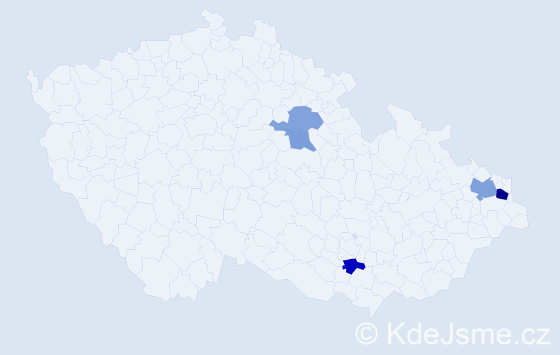 Příjmení: 'Kosterec', počet výskytů 8 v celé ČR