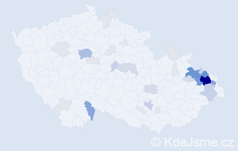 Příjmení: 'Magerová', počet výskytů 130 v celé ČR
