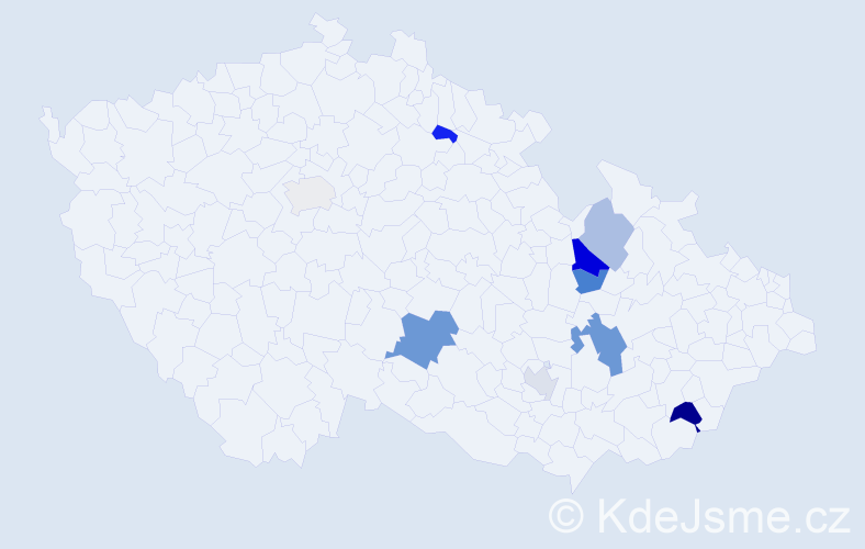Příjmení: 'Bross', počet výskytů 16 v celé ČR