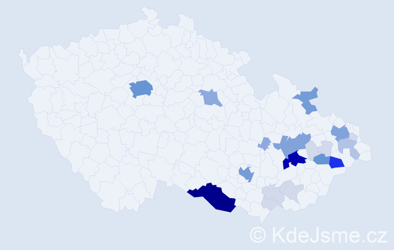 Příjmení: 'Kotulek', počet výskytů 86 v celé ČR