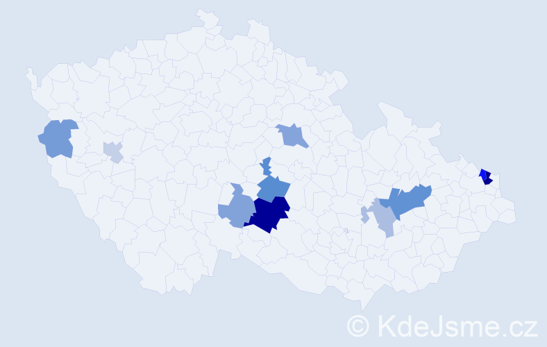 Příjmení: 'Vatter', počet výskytů 25 v celé ČR