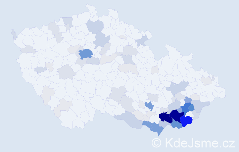 Příjmení: 'Kolaja', počet výskytů 369 v celé ČR
