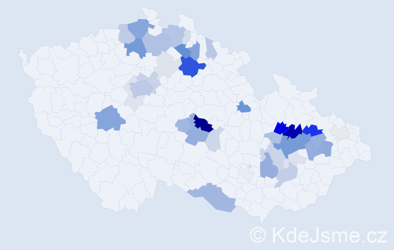 Příjmení: 'Knob', počet výskytů 132 v celé ČR