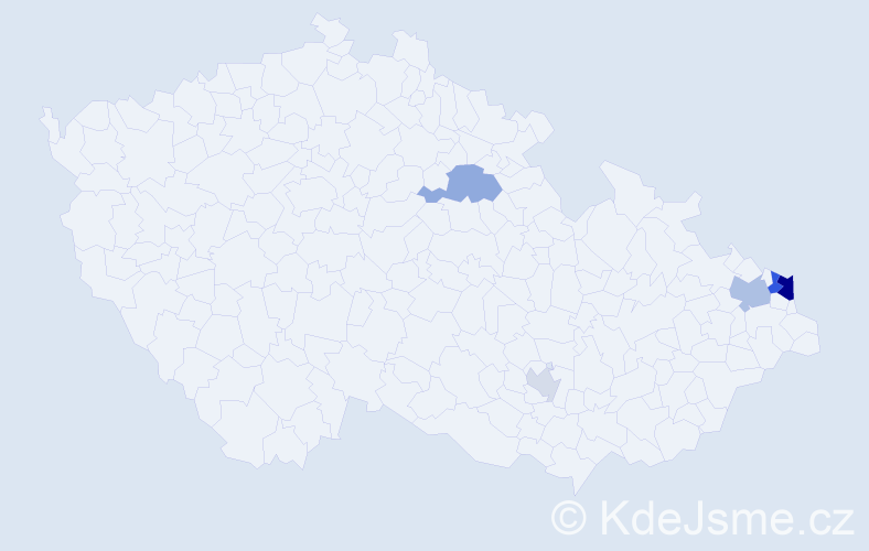 Příjmení: 'Mirová', počet výskytů 23 v celé ČR