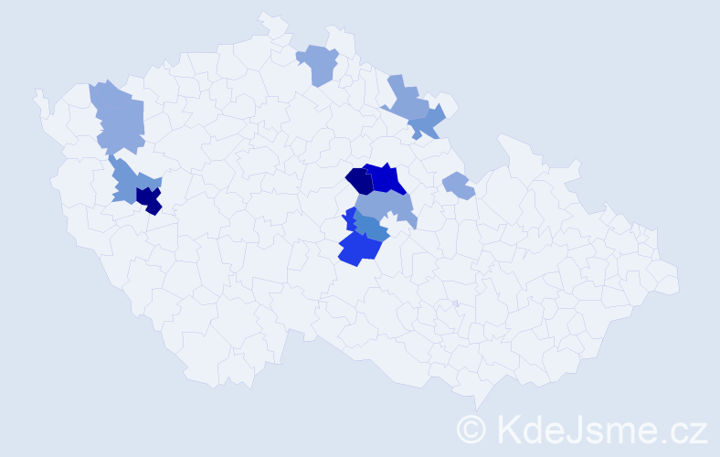 Příjmení: 'Danielková', počet výskytů 50 v celé ČR