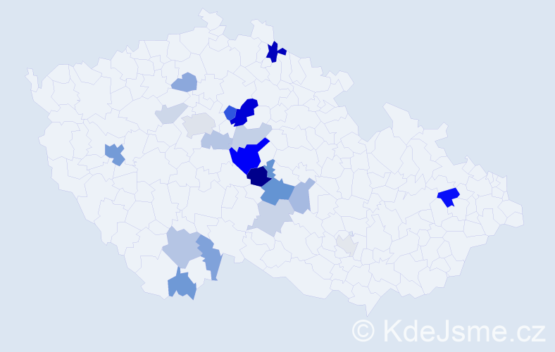Příjmení: 'Pertlíček', počet výskytů 45 v celé ČR