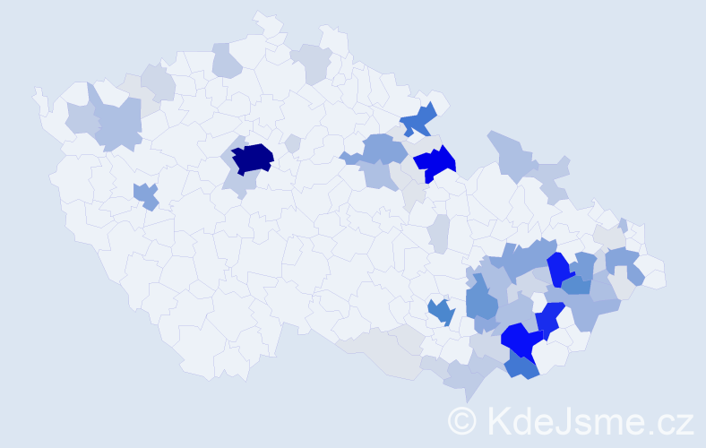 Příjmení: 'Macháň', počet výskytů 328 v celé ČR