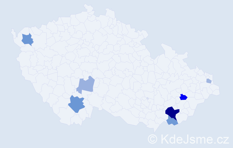 Příjmení: 'Grňáková', počet výskytů 15 v celé ČR