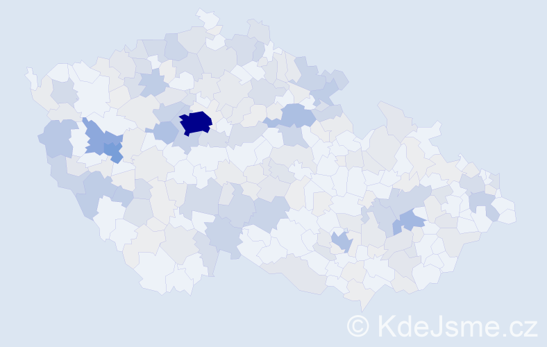Příjmení: 'Roubal', počet výskytů 886 v celé ČR