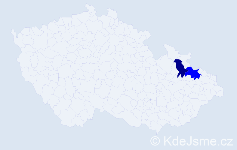 Příjmení: 'Bilonoha', počet výskytů 9 v celé ČR