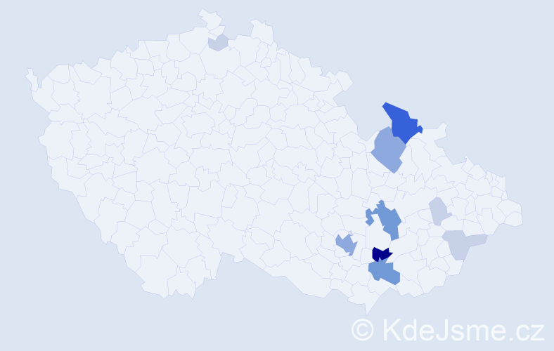 Příjmení: 'Berčák', počet výskytů 34 v celé ČR
