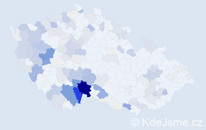 Příjmení: 'Koranda', počet výskytů 641 v celé ČR
