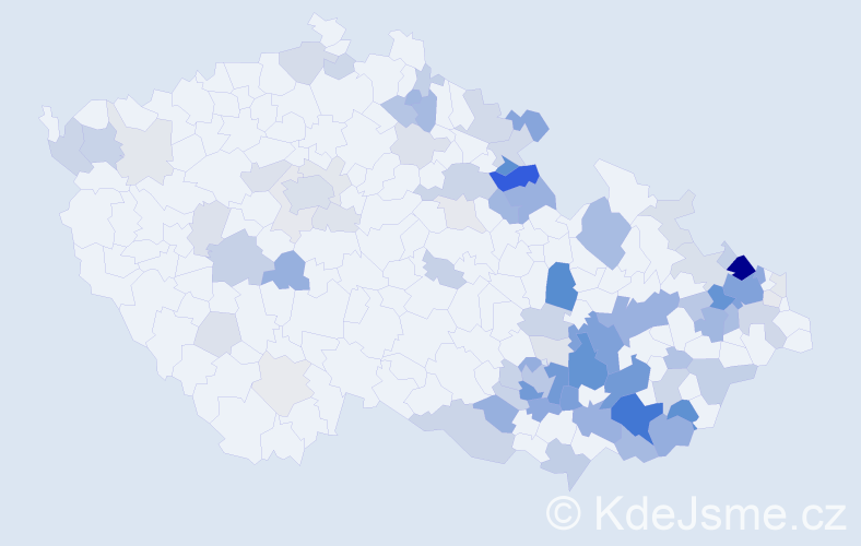 Příjmení: 'Klučková', počet výskytů 284 v celé ČR