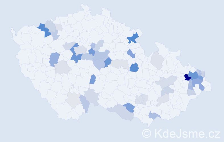 Příjmení: 'Bogdan', počet výskytů 149 v celé ČR