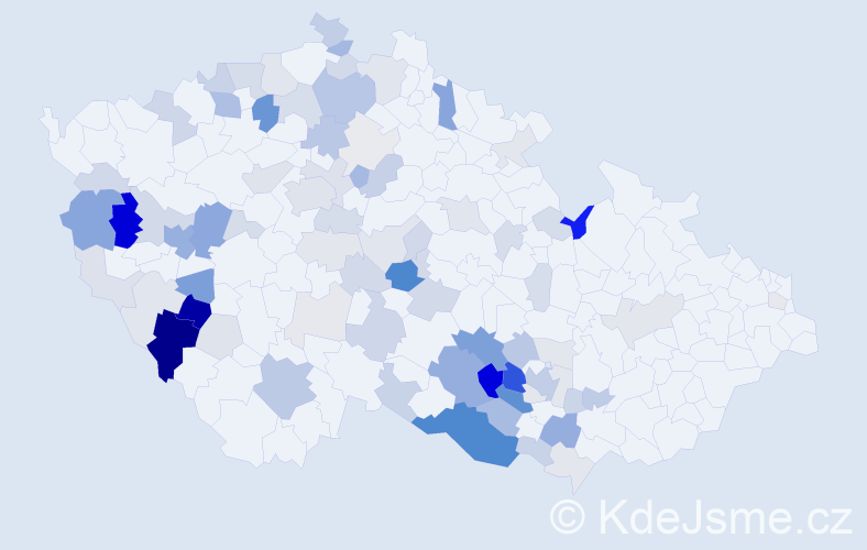 Příjmení: 'Kožnar', počet výskytů 256 v celé ČR