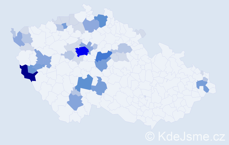 Příjmení: 'Hojdová', počet výskytů 135 v celé ČR