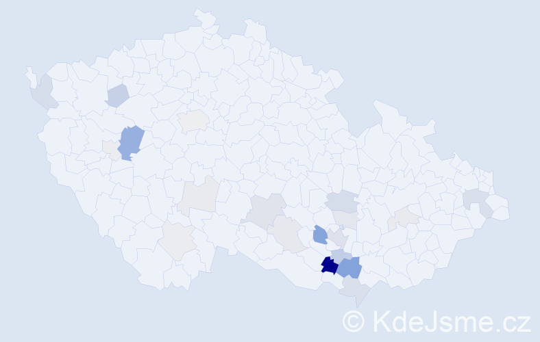 Příjmení: 'Pezlar', počet výskytů 55 v celé ČR