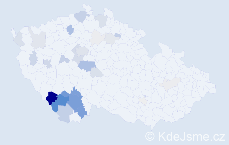 Příjmení: 'Čtvrtník', počet výskytů 126 v celé ČR