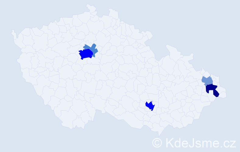 Příjmení: 'Morisáková', počet výskytů 19 v celé ČR