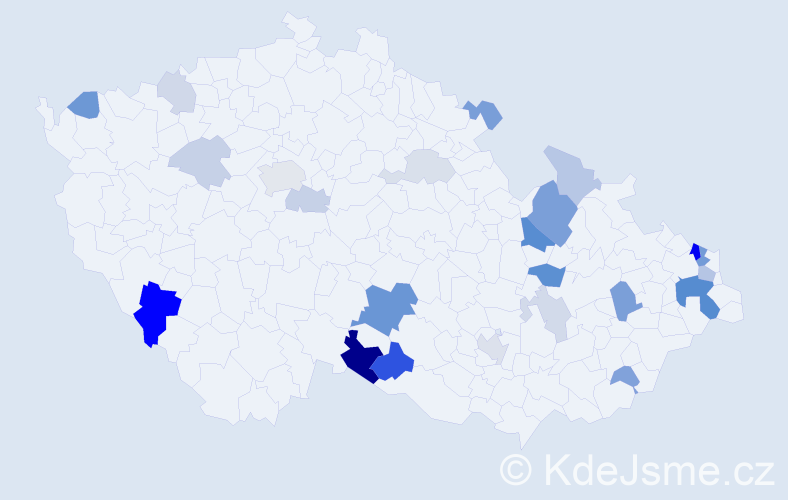Příjmení: 'Masláková', počet výskytů 61 v celé ČR