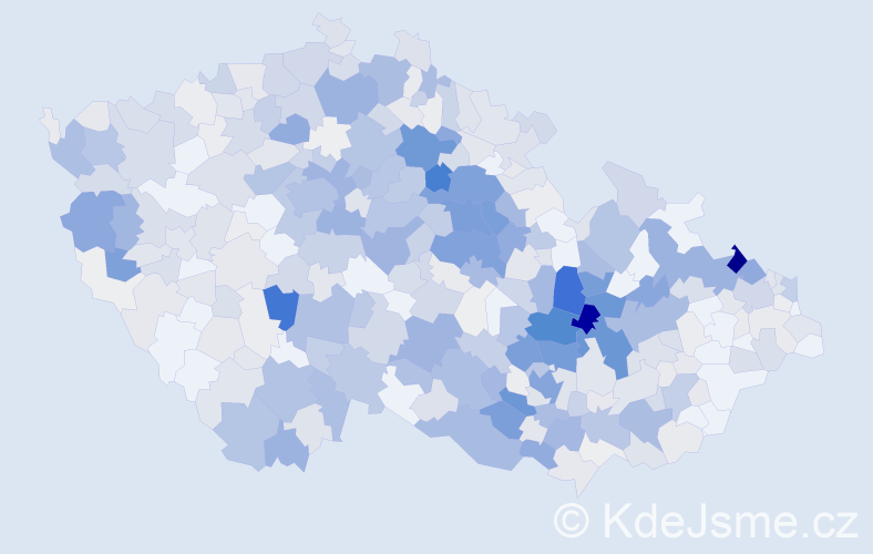 Příjmení: 'Komárek', počet výskytů 2698 v celé ČR