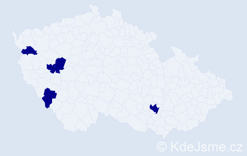 Příjmení: 'Tobermannová', počet výskytů 5 v celé ČR