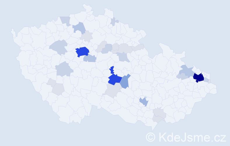 Příjmení: 'Zych', počet výskytů 103 v celé ČR