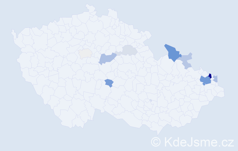 Příjmení: 'Děrgelová', počet výskytů 30 v celé ČR