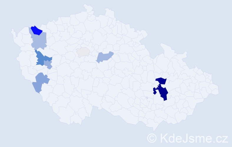Příjmení: 'Klapáčová', počet výskytů 19 v celé ČR