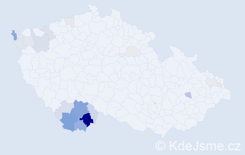 Příjmení: 'Kollarová', počet výskytů 47 v celé ČR