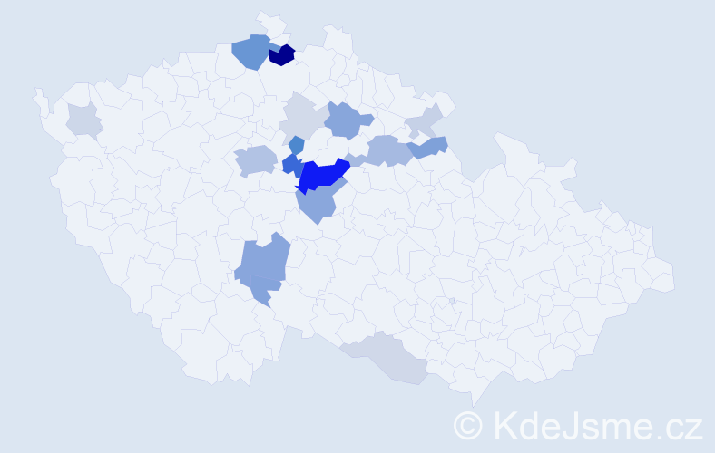 Příjmení: 'Mlázovská', počet výskytů 56 v celé ČR