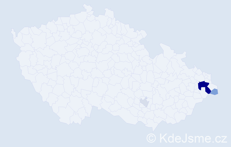 Příjmení: 'Kolčárková', počet výskytů 17 v celé ČR