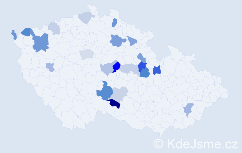 Příjmení: 'Jetleb', počet výskytů 44 v celé ČR