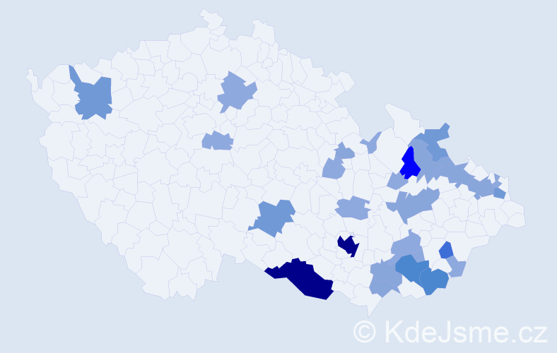 Příjmení: 'Mlčúch', počet výskytů 74 v celé ČR
