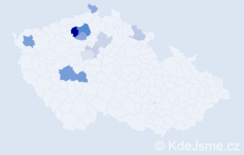 Příjmení: 'Weikertová', počet výskytů 24 v celé ČR