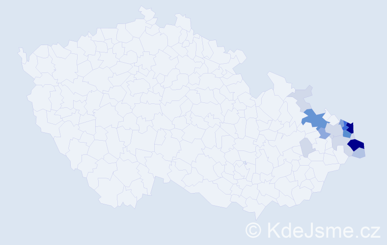 Příjmení: 'Kolarczyková', počet výskytů 68 v celé ČR
