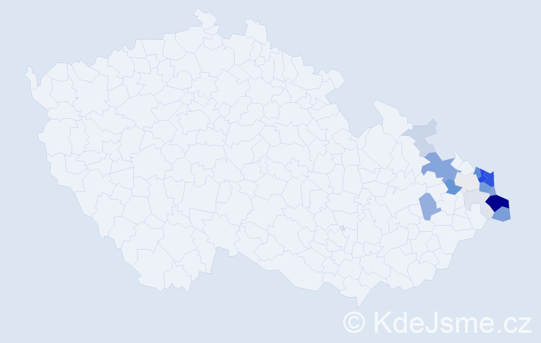 Příjmení: 'Kolarczyková', počet výskytů 69 v celé ČR
