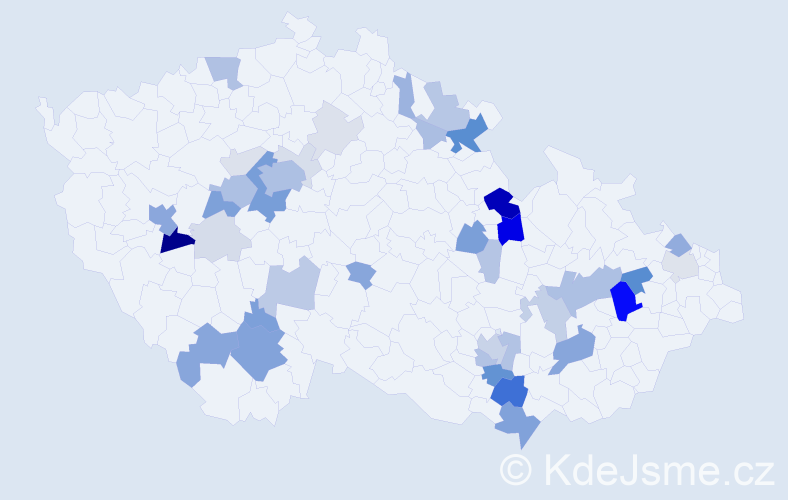 Příjmení: 'Mík', počet výskytů 133 v celé ČR