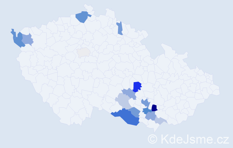 Příjmení: 'Marinčová', počet výskytů 40 v celé ČR