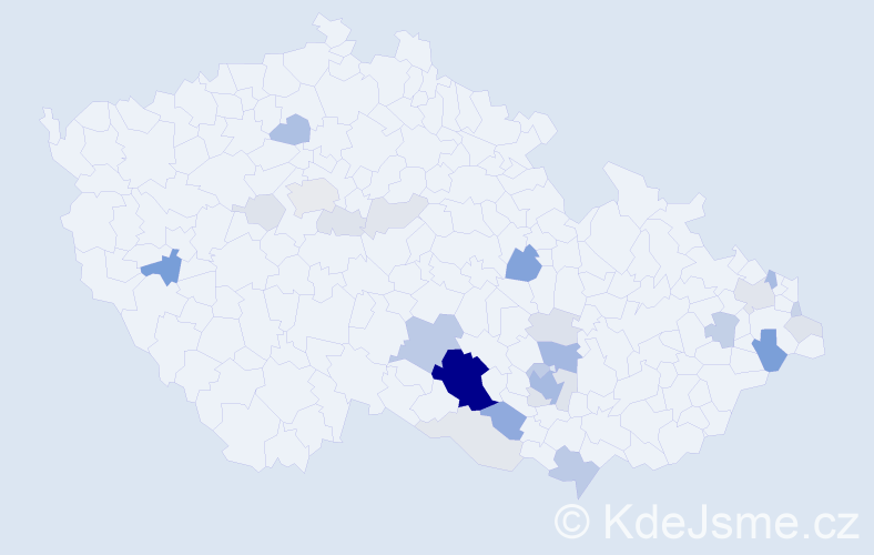 Příjmení: 'Padělek', počet výskytů 94 v celé ČR
